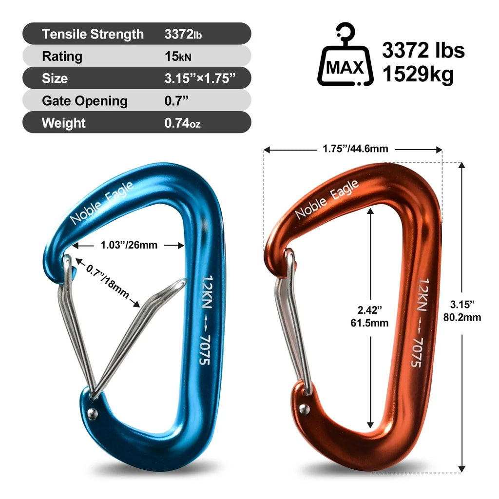 6PCS D-Shaped carabiners for accesories